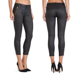 Mother Crop Zip Muse Skinny Jeans in Coated Denim Black NWT - 26